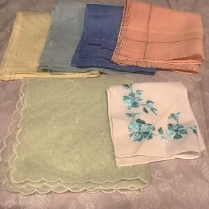 Six Assorted Vintage Colorful Hankies